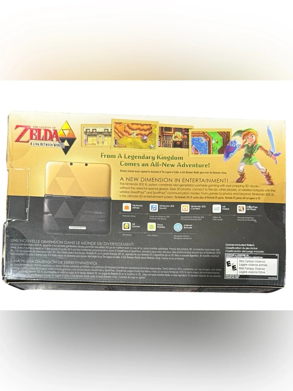 Nintendo 3ds XL Zelda A Link Between Worlds System BOX ONLY Insert AR Cards